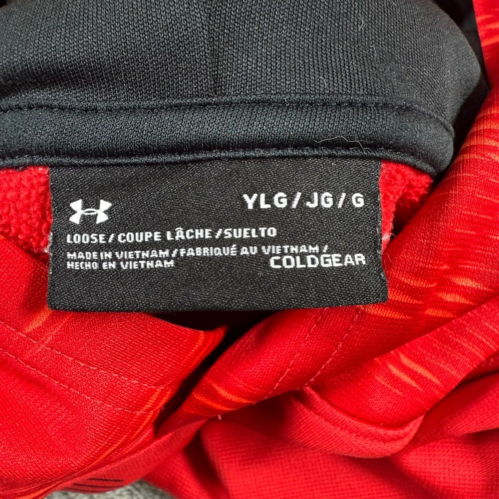 Under Armour Red ColdGear Hoodie Boys Large Loose Fit Athletic Hoodie - Picture 5 of 6
